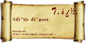 Tóth Ágost névjegykártya